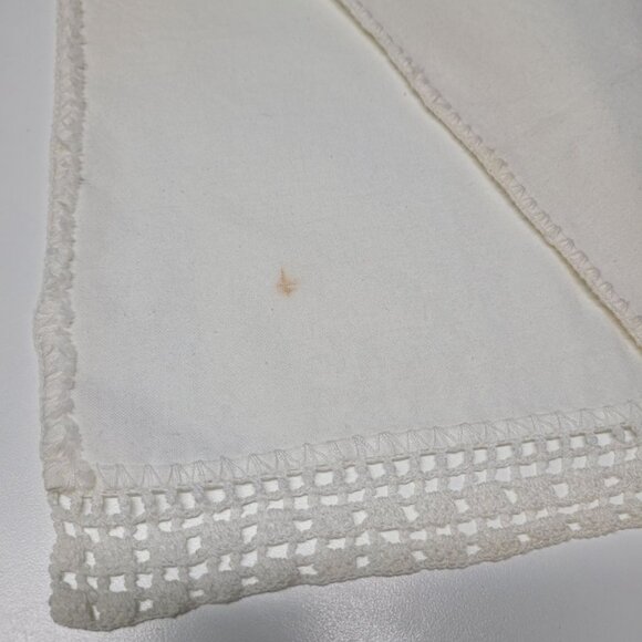 Table Runner Small Vintage Linen Floral Painted 32 Inch Long Lace Edge Handmade - Picture 7 of 9